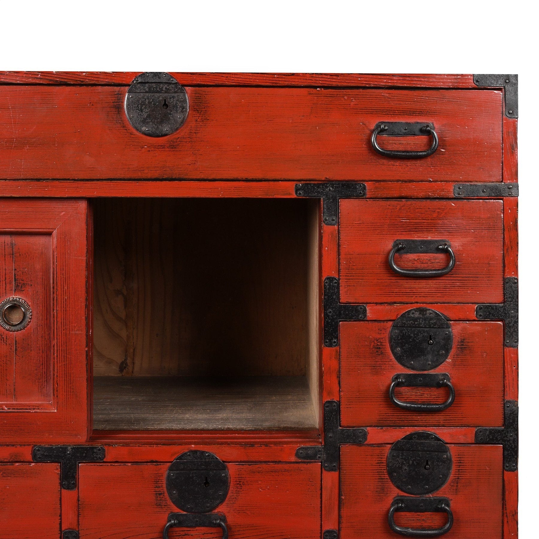 Red Painted Japanese Choba Dansu - Taishō Period
