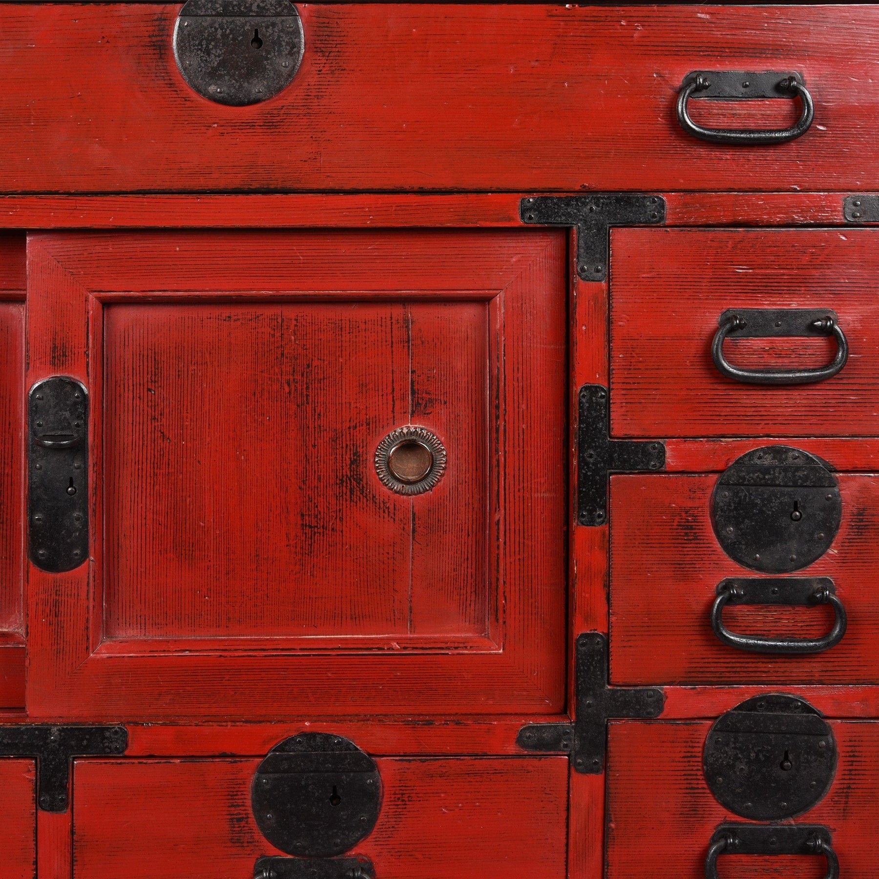 Red Painted Japanese Choba Dansu - Taishō Period