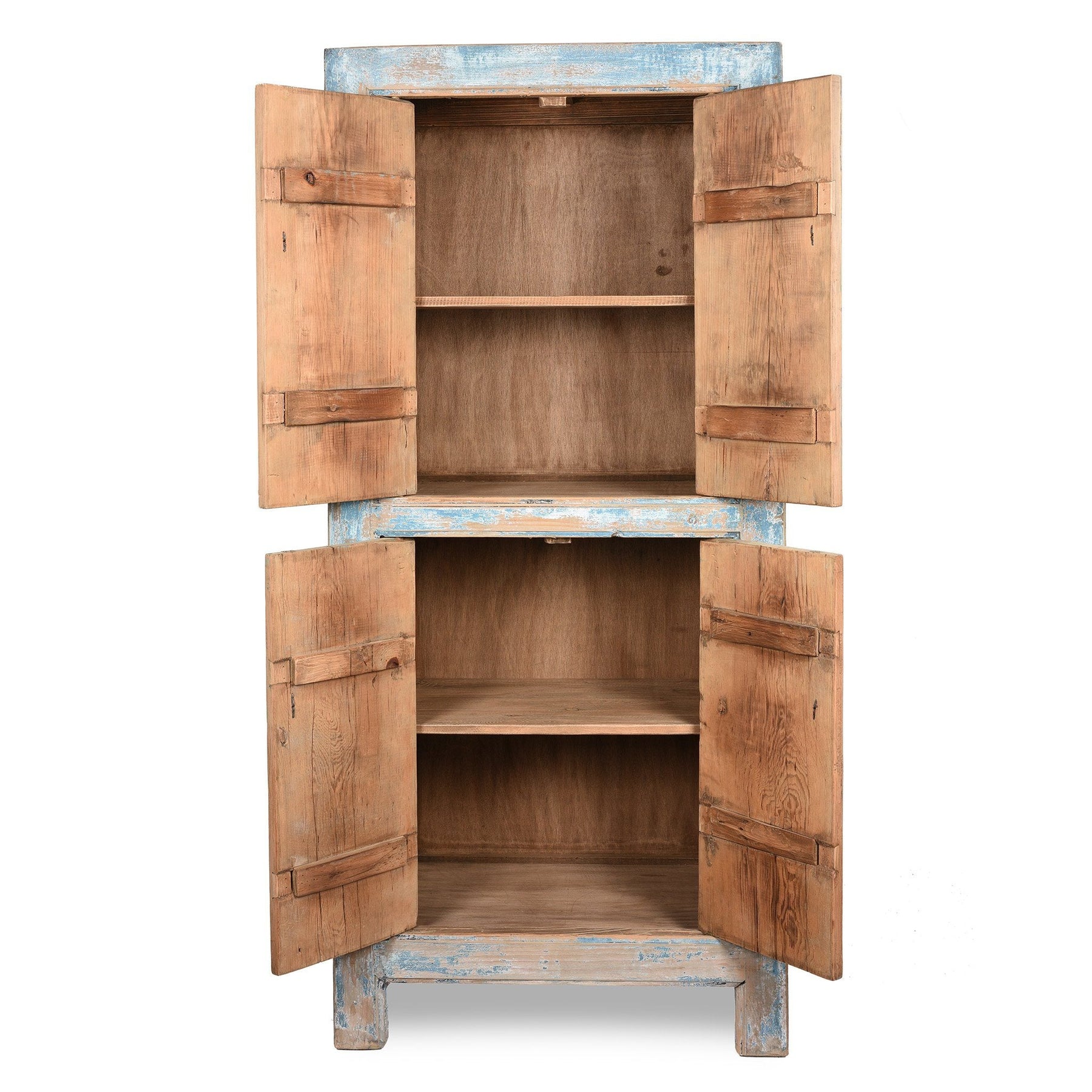 Tall Blue Cabinet Made From Old Painted Pine