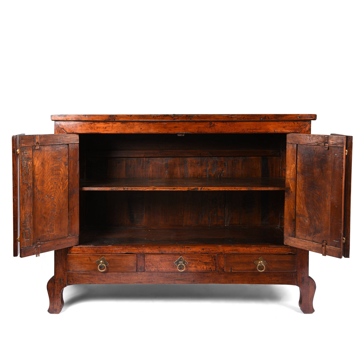Walnut Chinese Cabinet From Gansu Province - 19thC