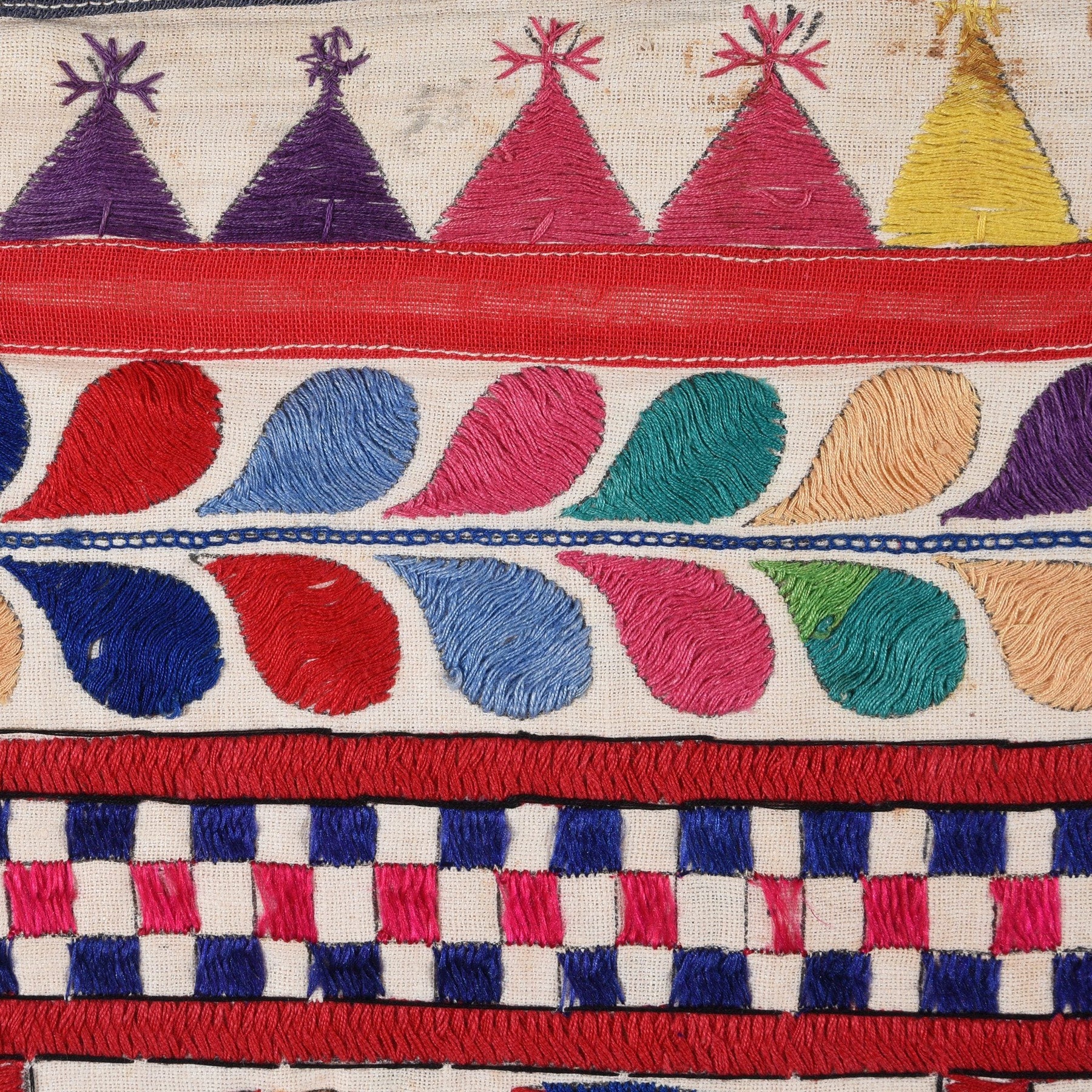 Old Gujarat Textile Toran Wall Hanging -  Ca 1960