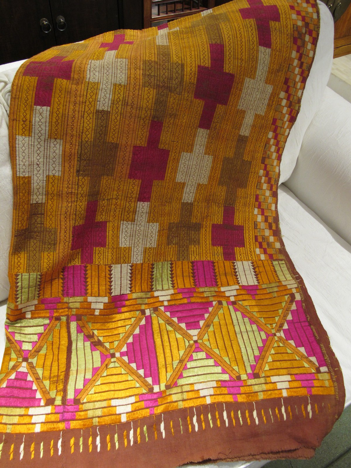 Old Silk Phulkari from Punjab - Ca 75 yrs old