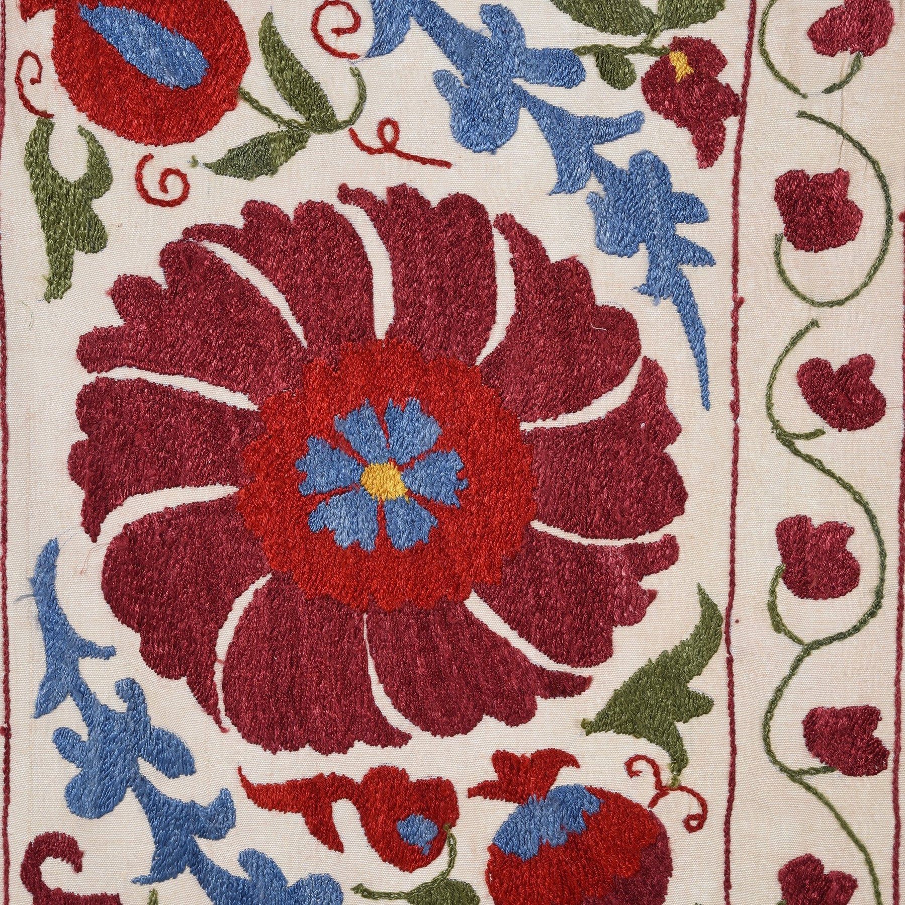 Vintage Suzani Embroidery Throw From Uzbekistan