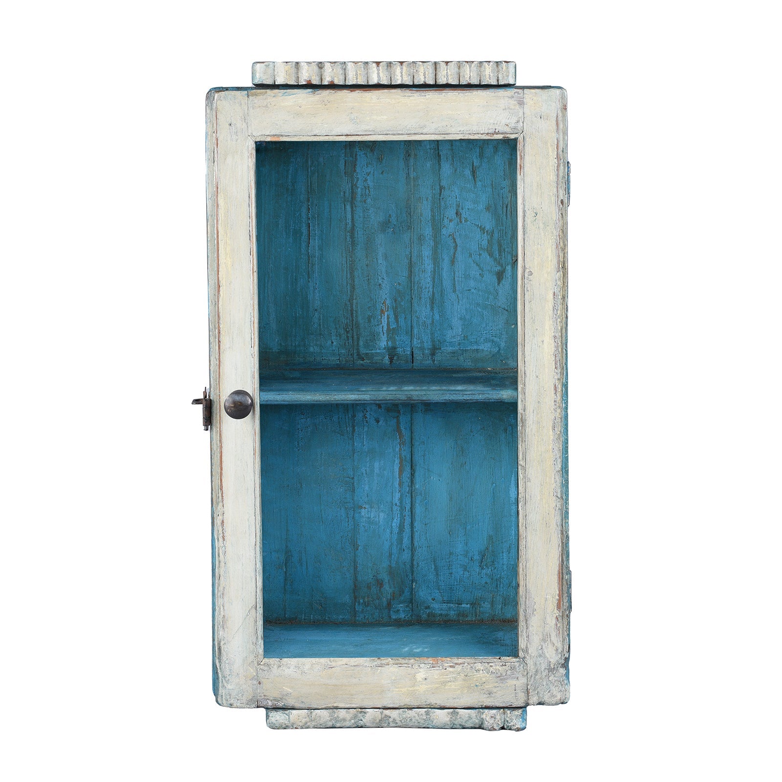 Painted Teak Glazed Wall Cabinet - Ca 1930