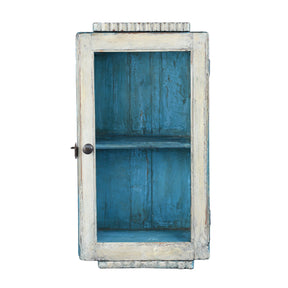 Painted Teak Glazed Wall Cabinet - Ca 1930