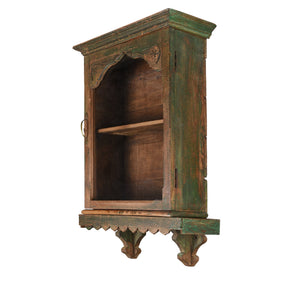 Painted Indian Glass Wall Cabinet - Ca 1930