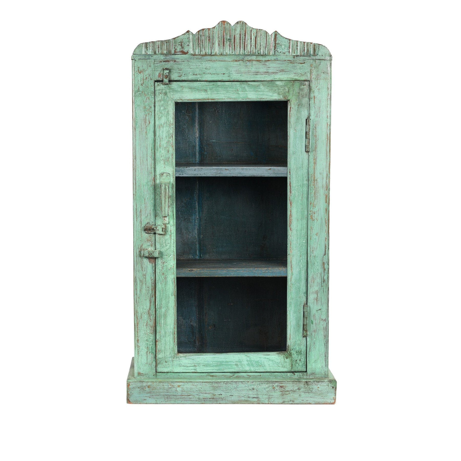 Painted Teak Glazed Wall Cabinet - Ca 1930