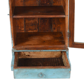 Painted Teak Glazed Wall Cabinet - Ca 1930