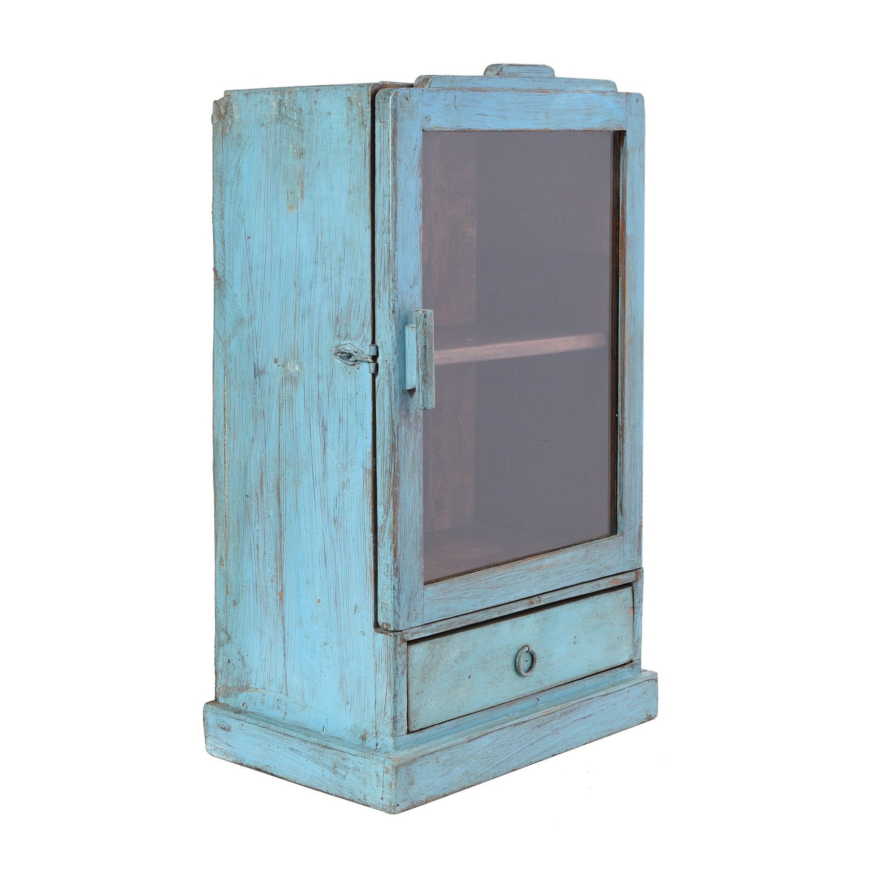Painted Teak Glazed Wall Cabinet - Ca 1930