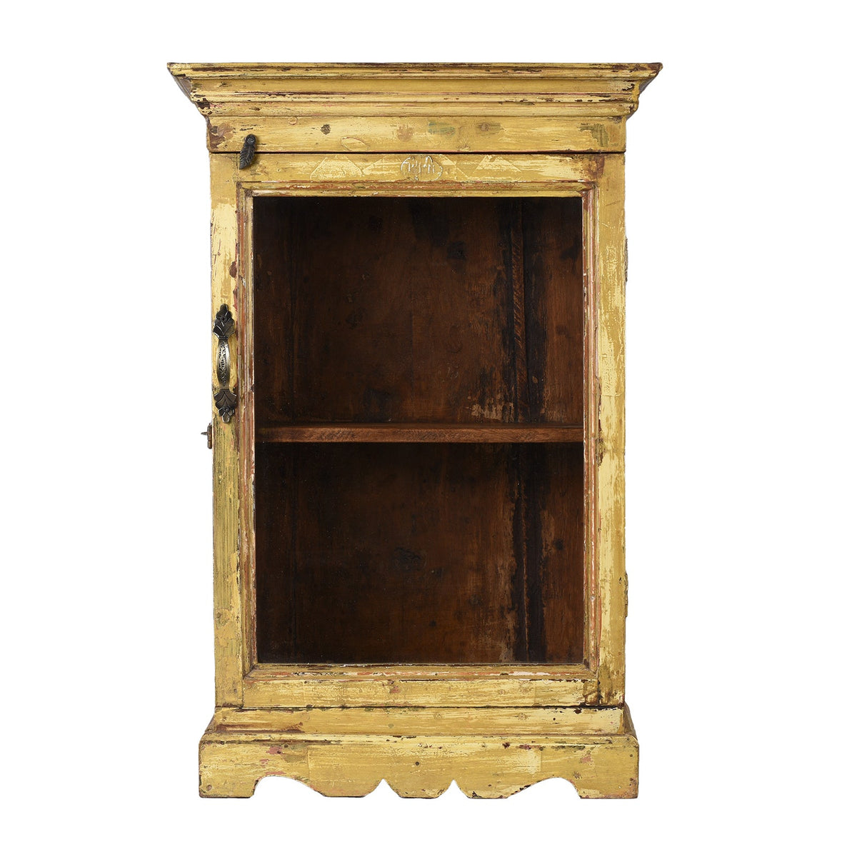 Yellow Painted Indian Wall Cabinet - Ca 1930